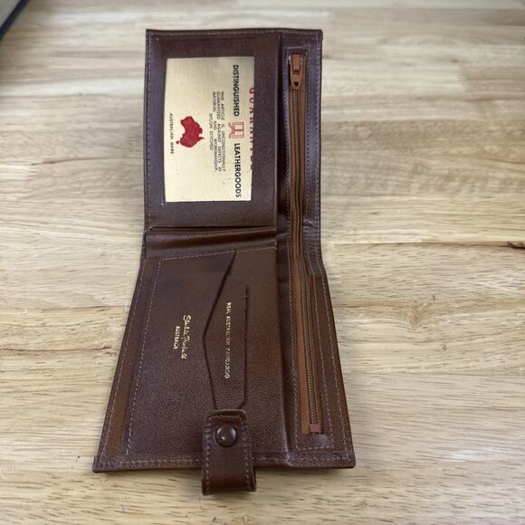 Vintage Brown Leather BiFold Wallet Australia Kangaroo Fur Starlite Products - Picture 10 of 13